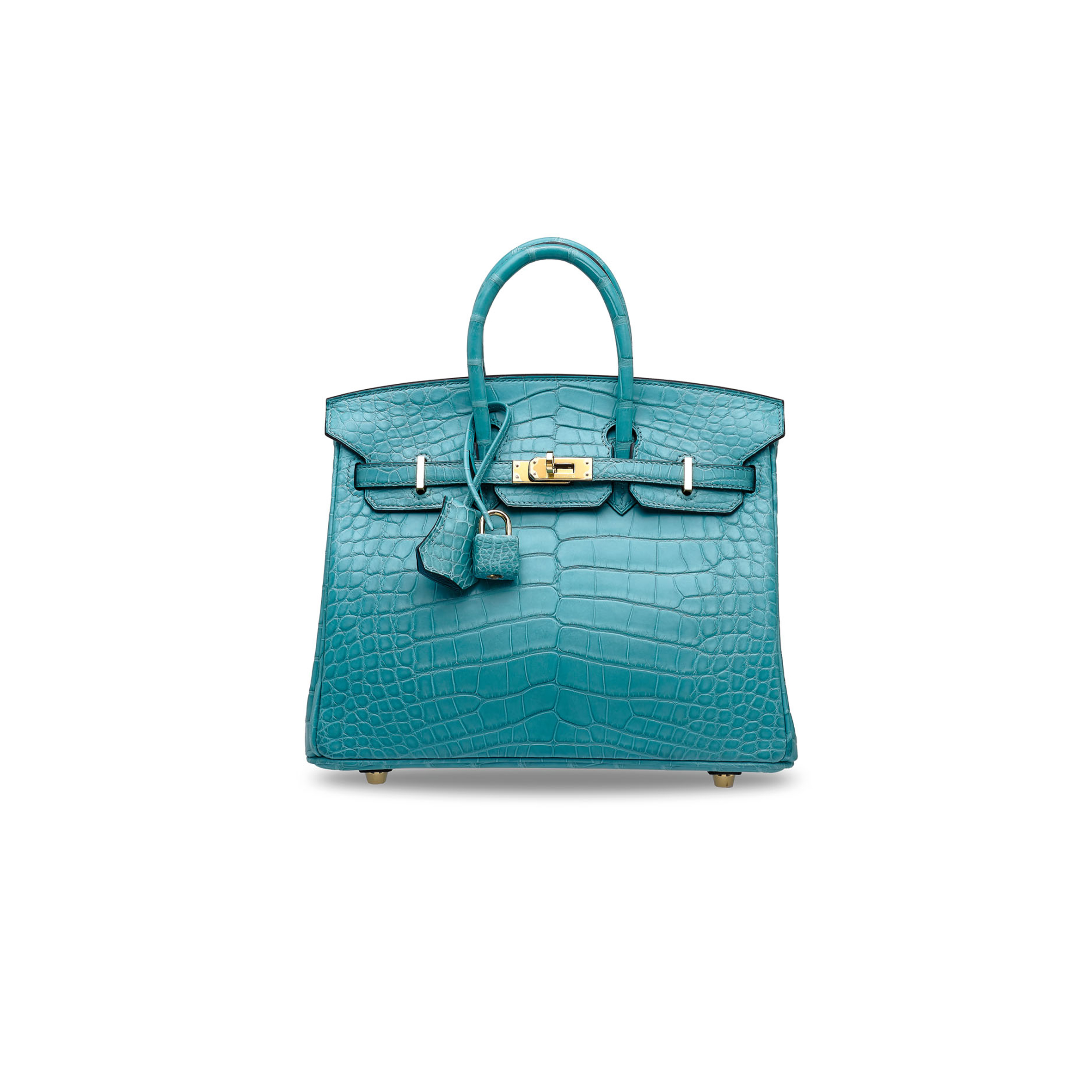 HERMÈS MASTER BIRKIN 25 CROCODILE LEATHER SKY BLUE GOLD BUCKLE H041354CK5P (25*20*13cm)